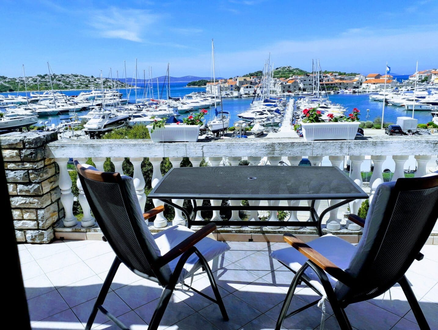 Apartment A3 (Tiho & Marija) - view from terrace at sea, marina and Tribunj