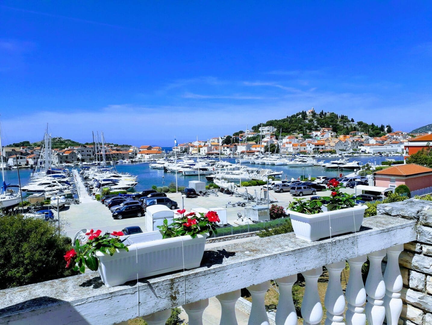 Apartment A3 (Tiho & Marija) - view from terrace at sea, marina and Tribunj